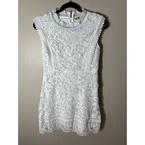 Alythea Dress Womens Medium Fairycore Crochet Blouson Bride After Party White